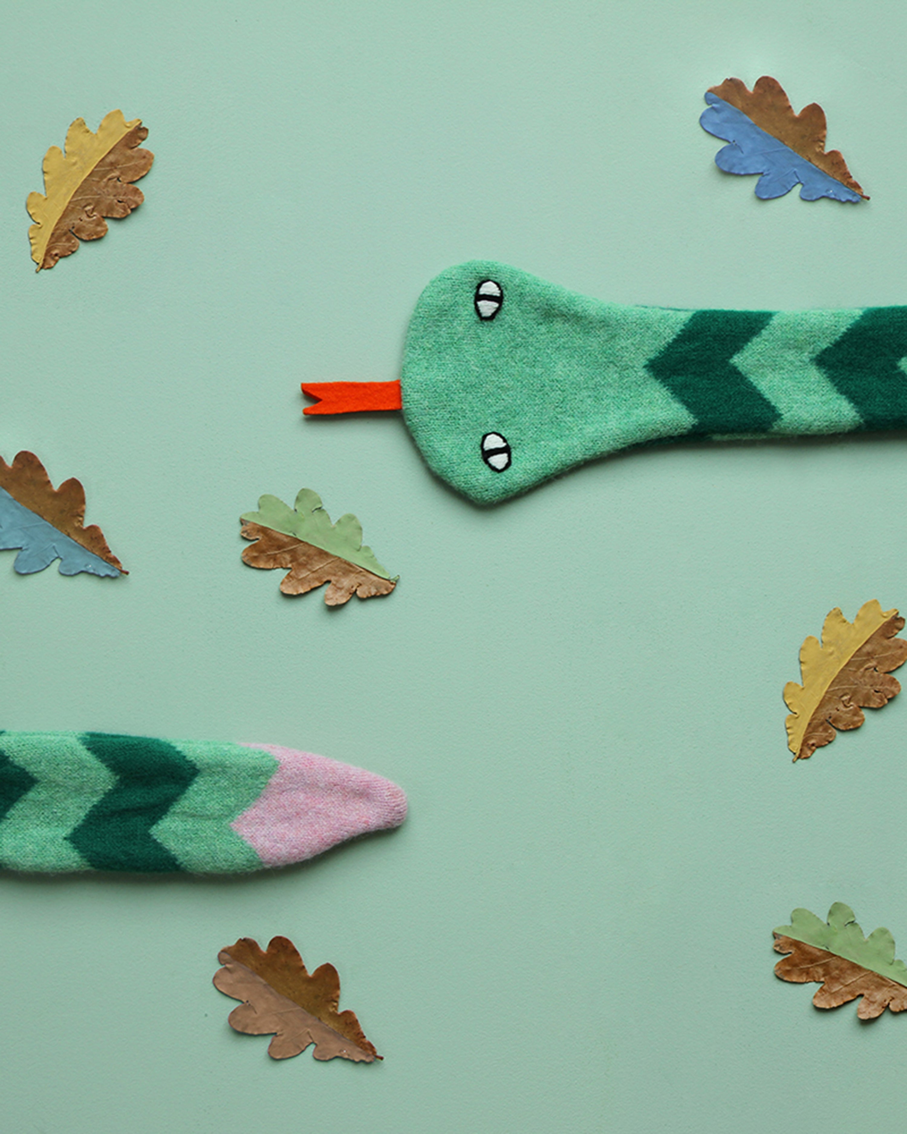 Snake Scarf Green Pink