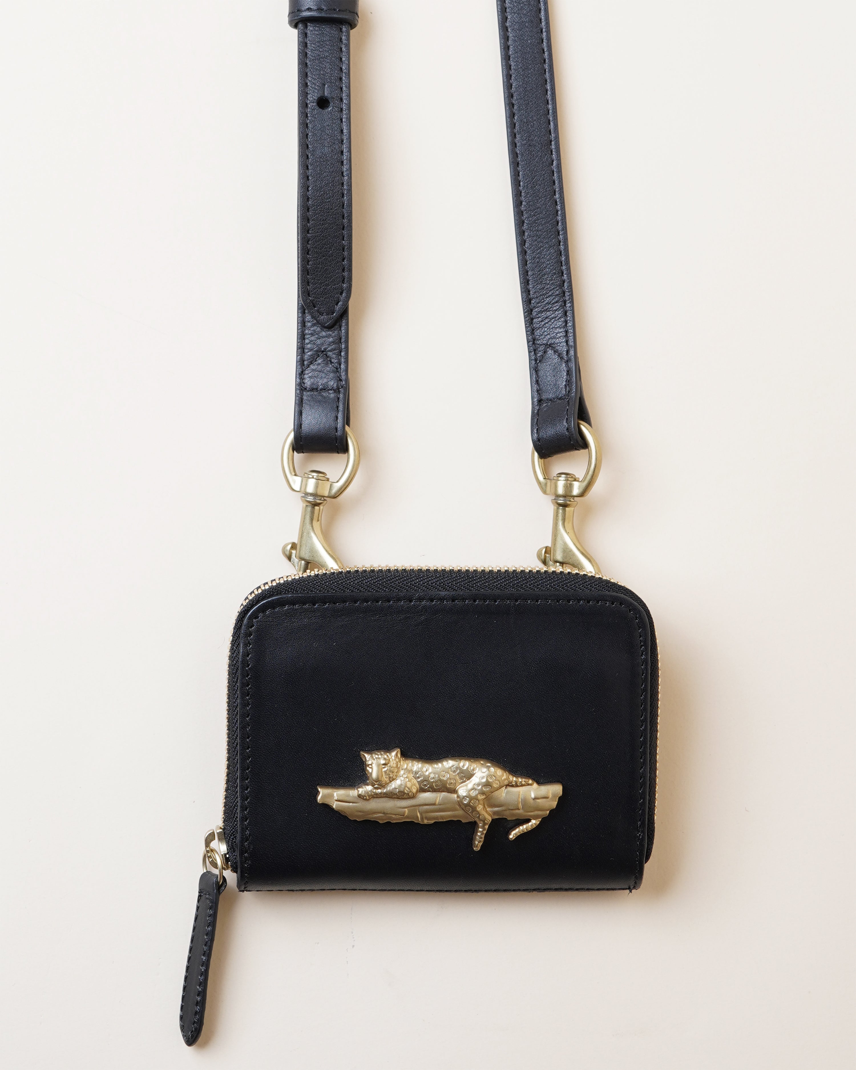 S/Leopard Black Leather Wallet