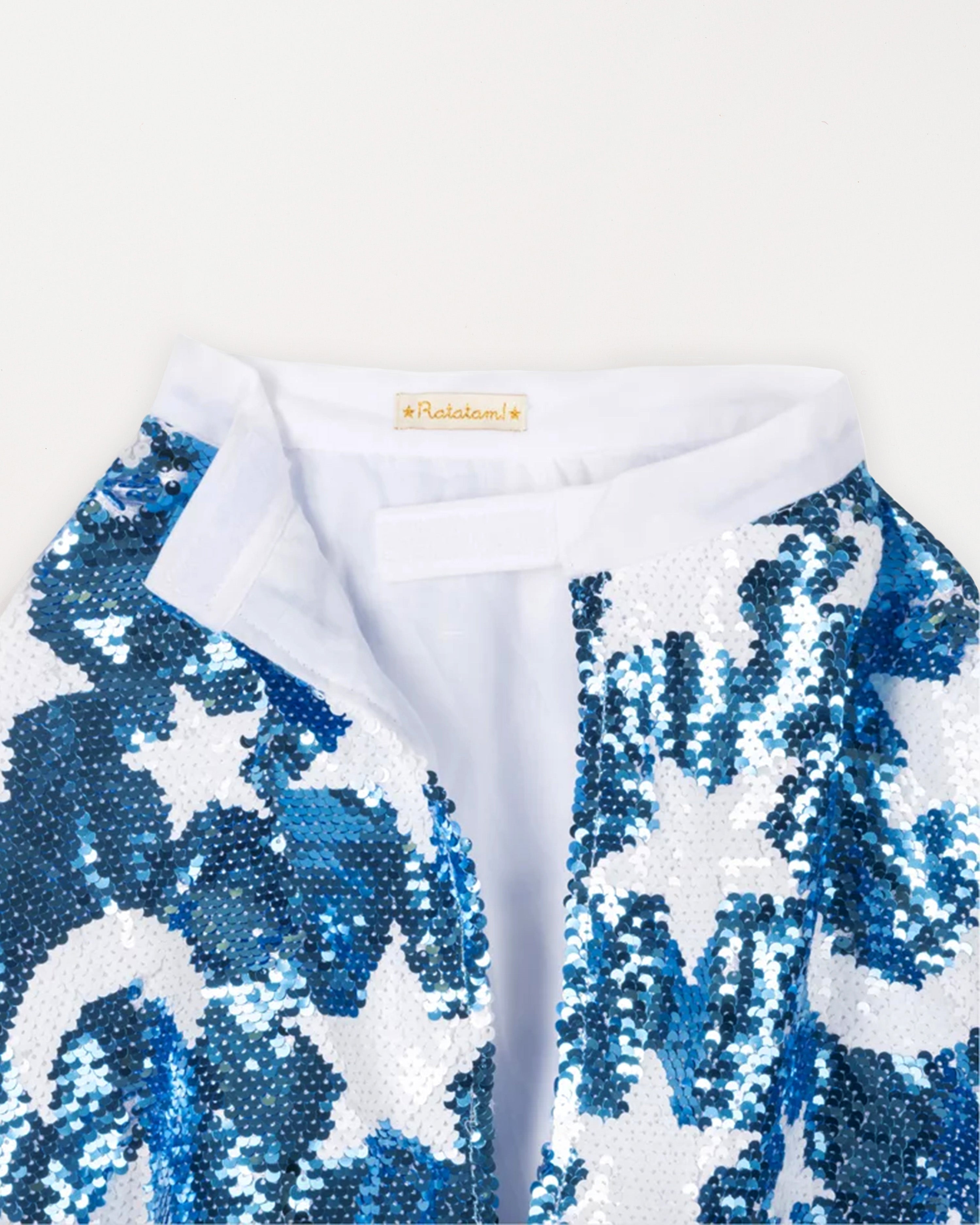 Sequin Cosmic Cape Blue