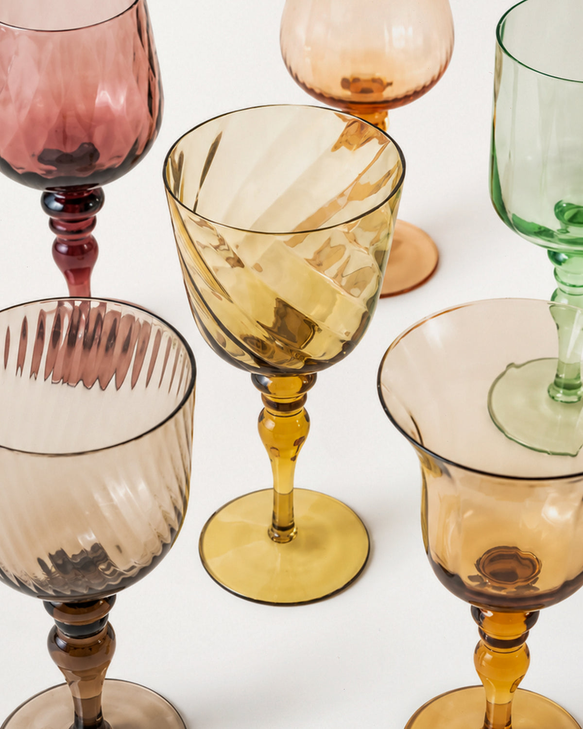 Set 6 Wine Glasses Texture Amber/Pink Nuances