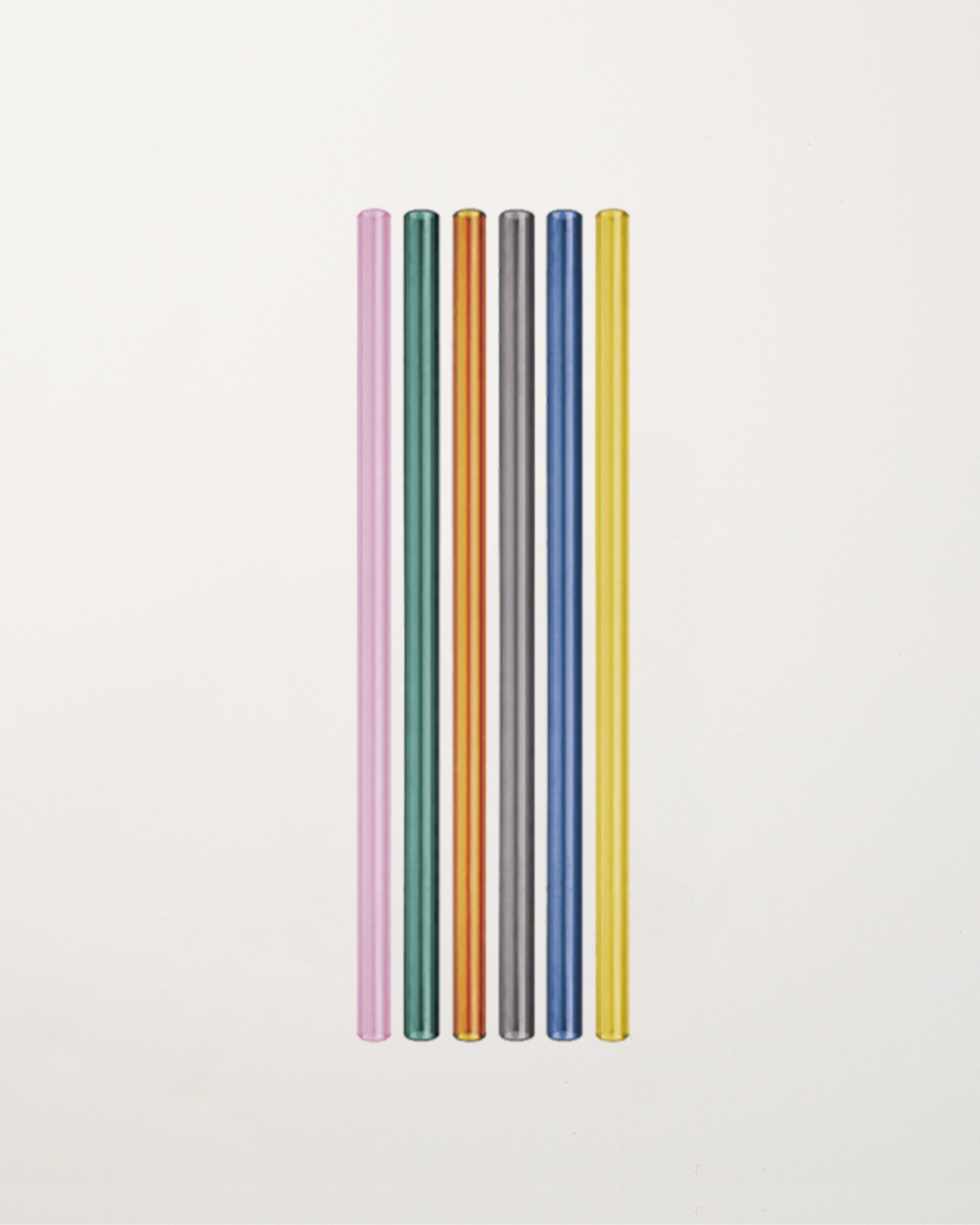 Set of 6 Glass Coloured Straws