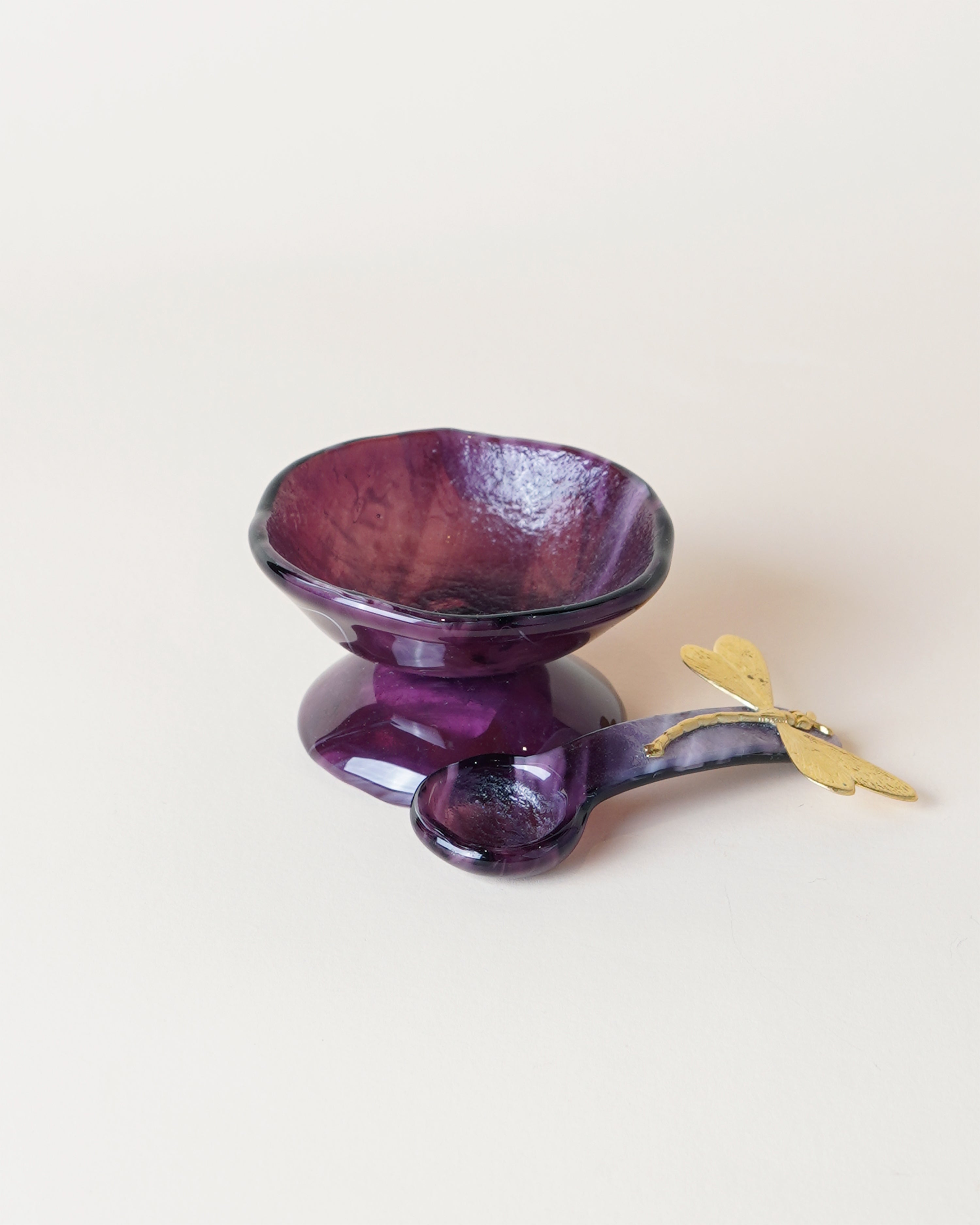 Small Marble Plum Salt Cellar/Spoon