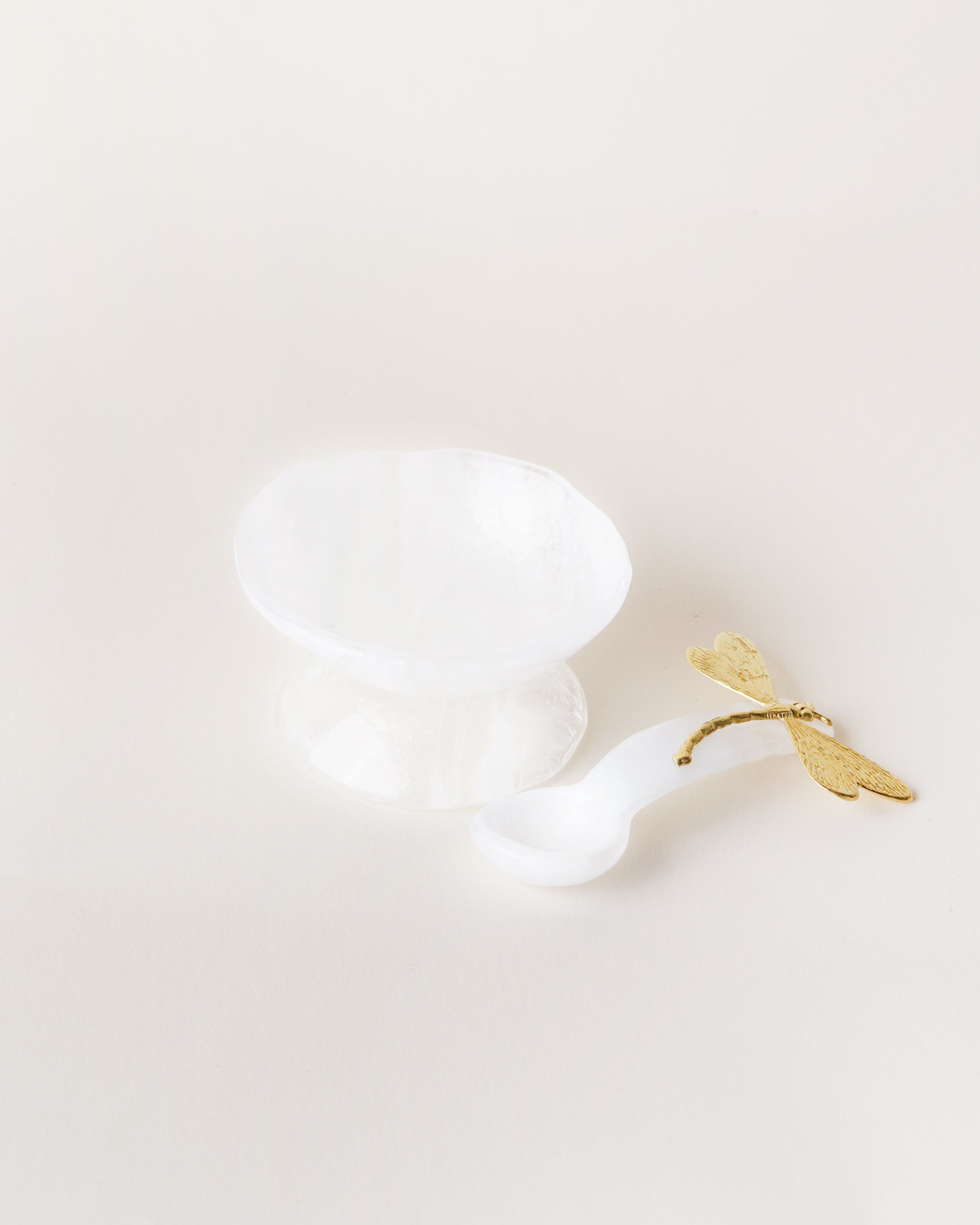 Small Marble White Salt Cellar/Spoon