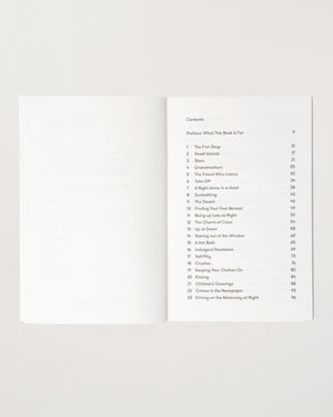 Table of contents for a book on a white background