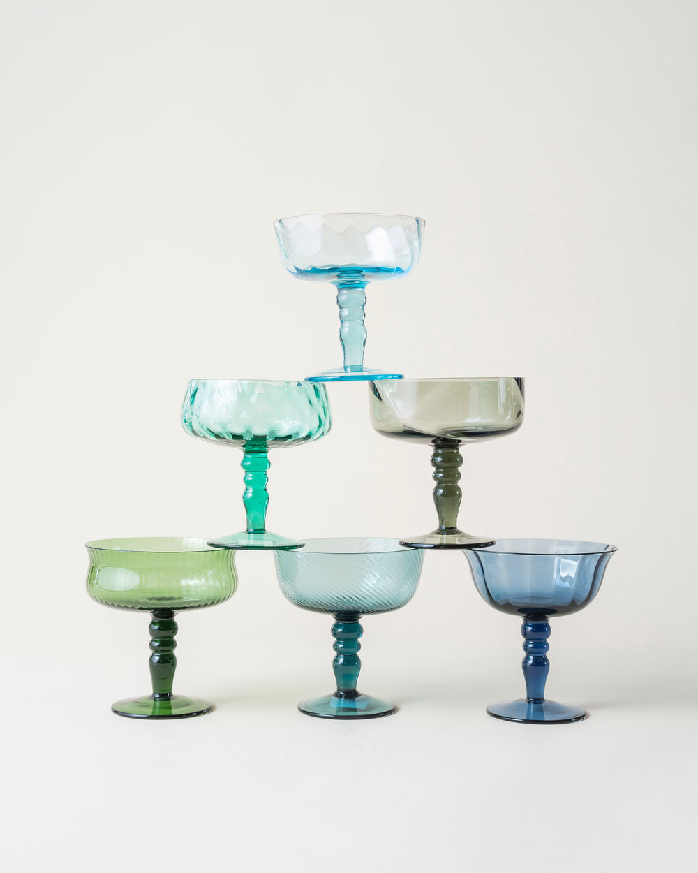6 Set Coupe Glasses/Blue Green