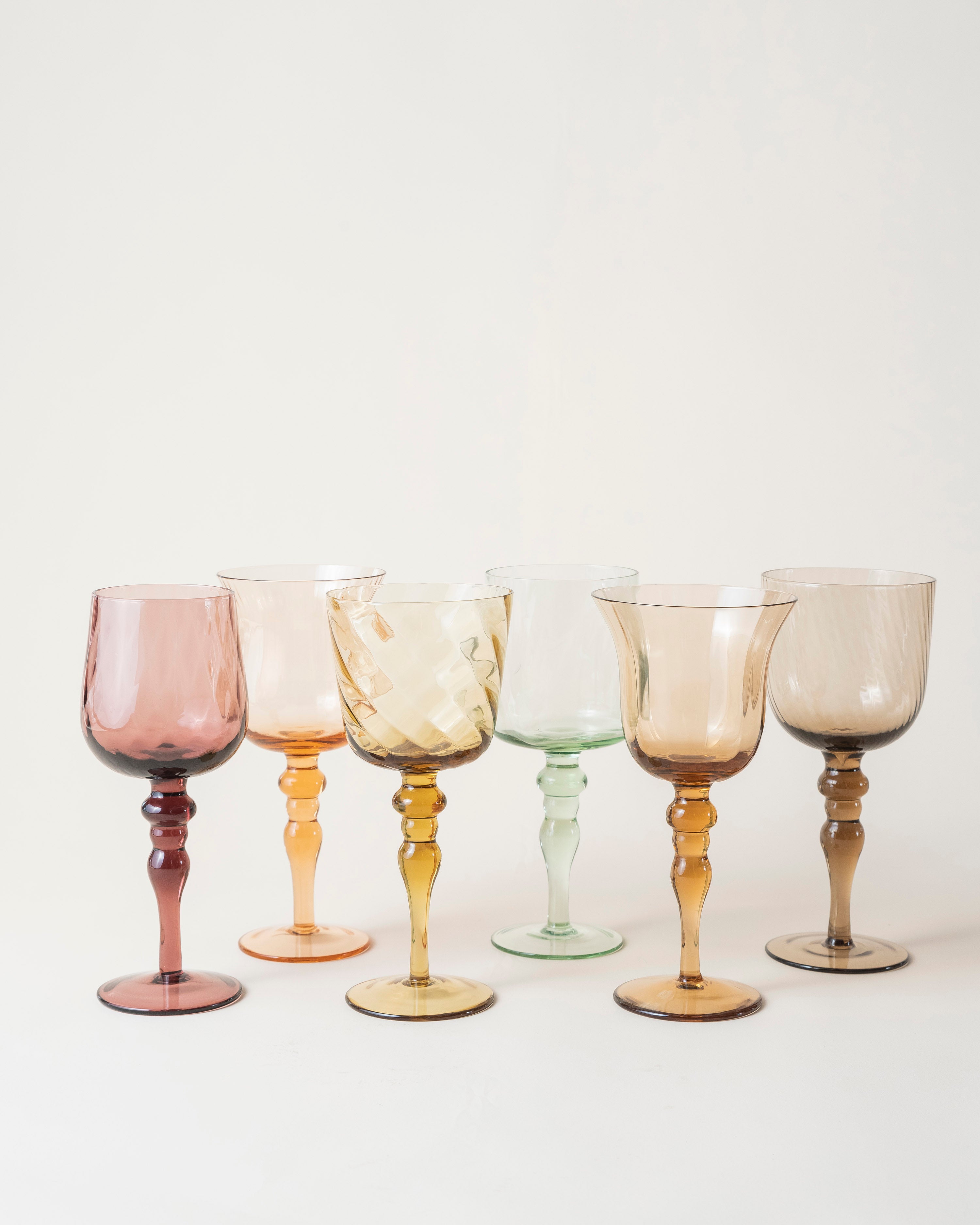6 Set Wine Glasses/Amber Pink