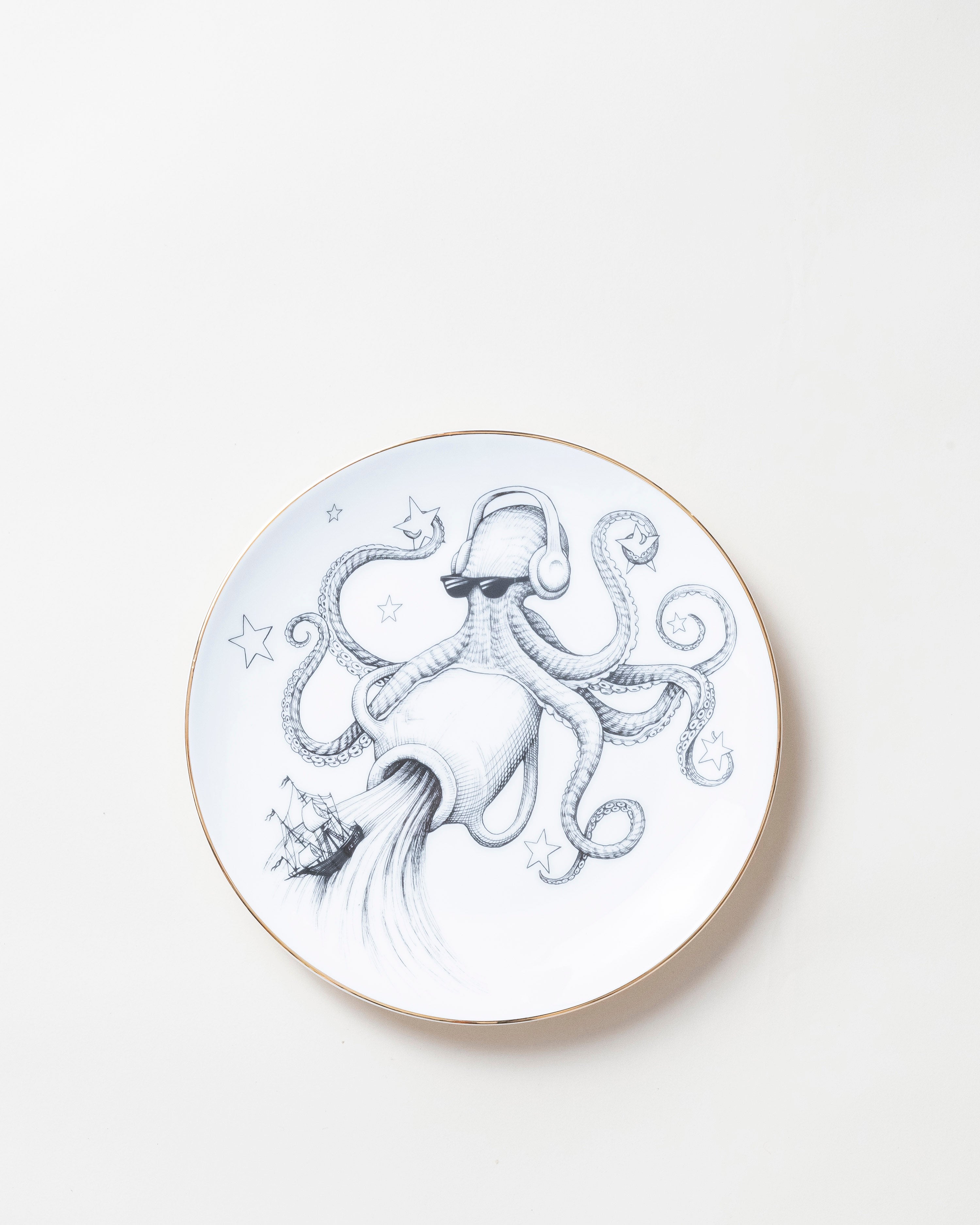 Aquarius Octopus Zodiac Plate D21cm