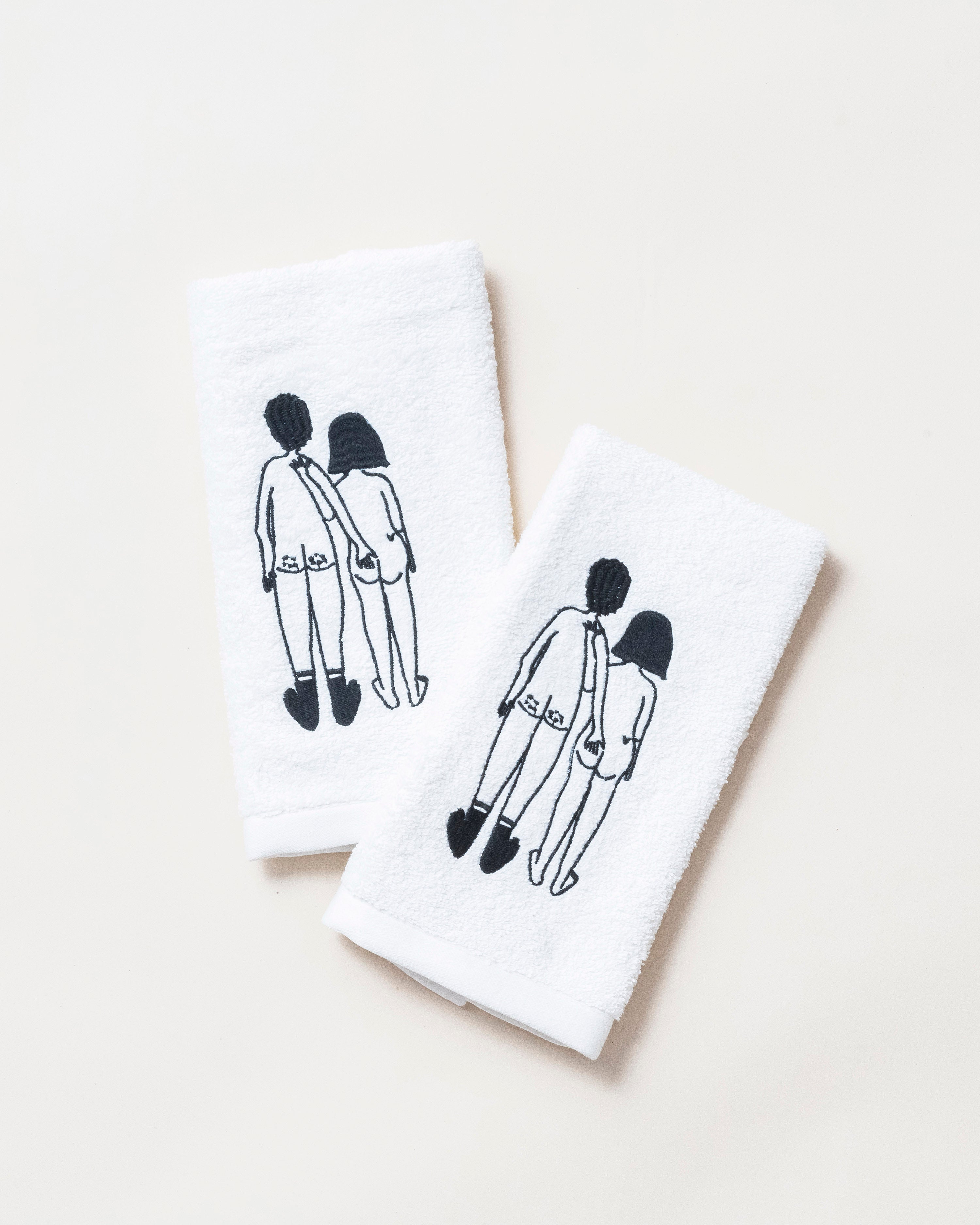 2 Guest Towels Naked Couple Back