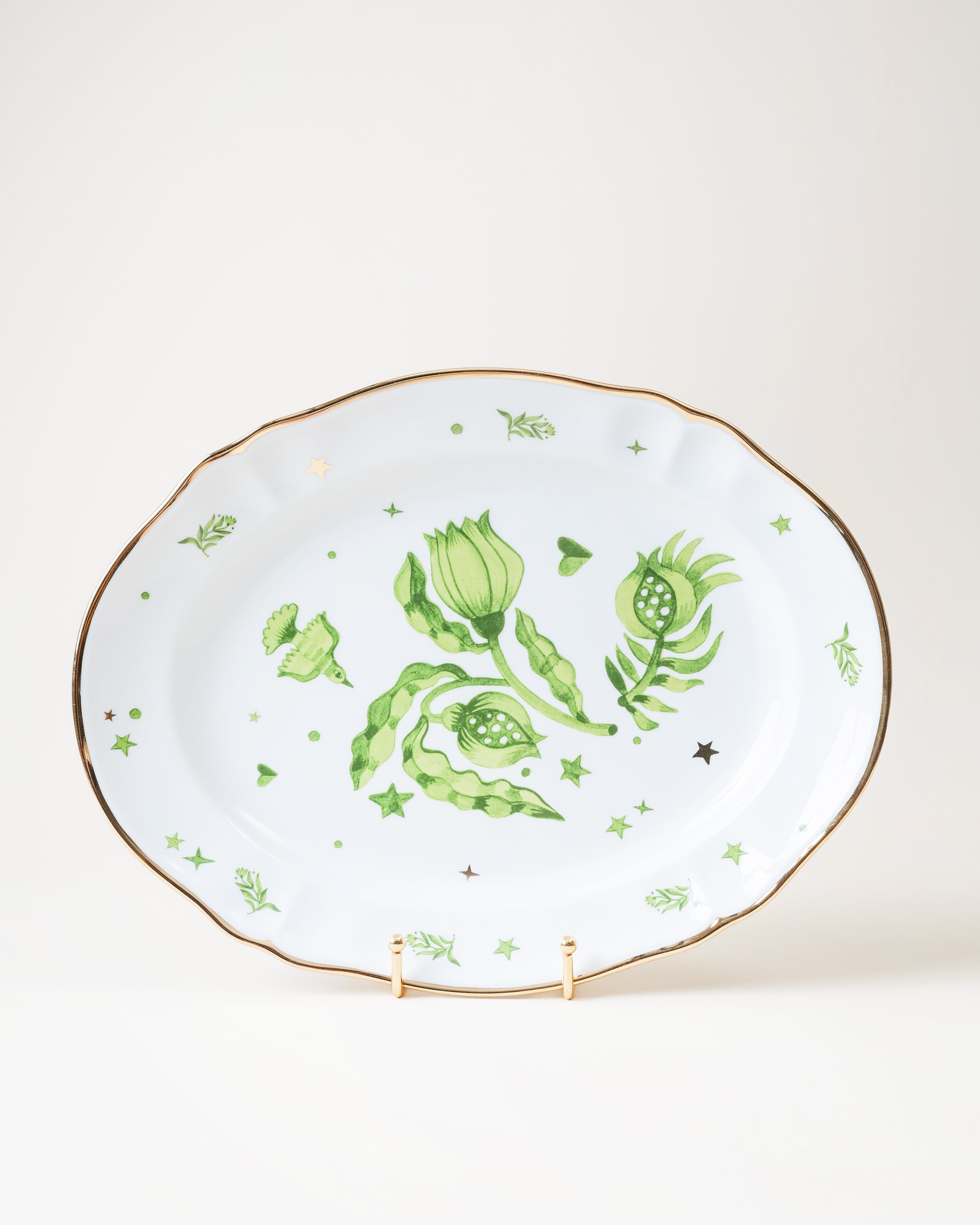 Oval Platter/Green Floral