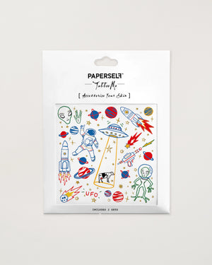 Space UFO Metallic Temporary Tattoos
