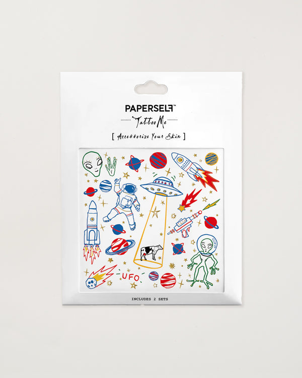 Space UFO Metallic Temporary Tattoos