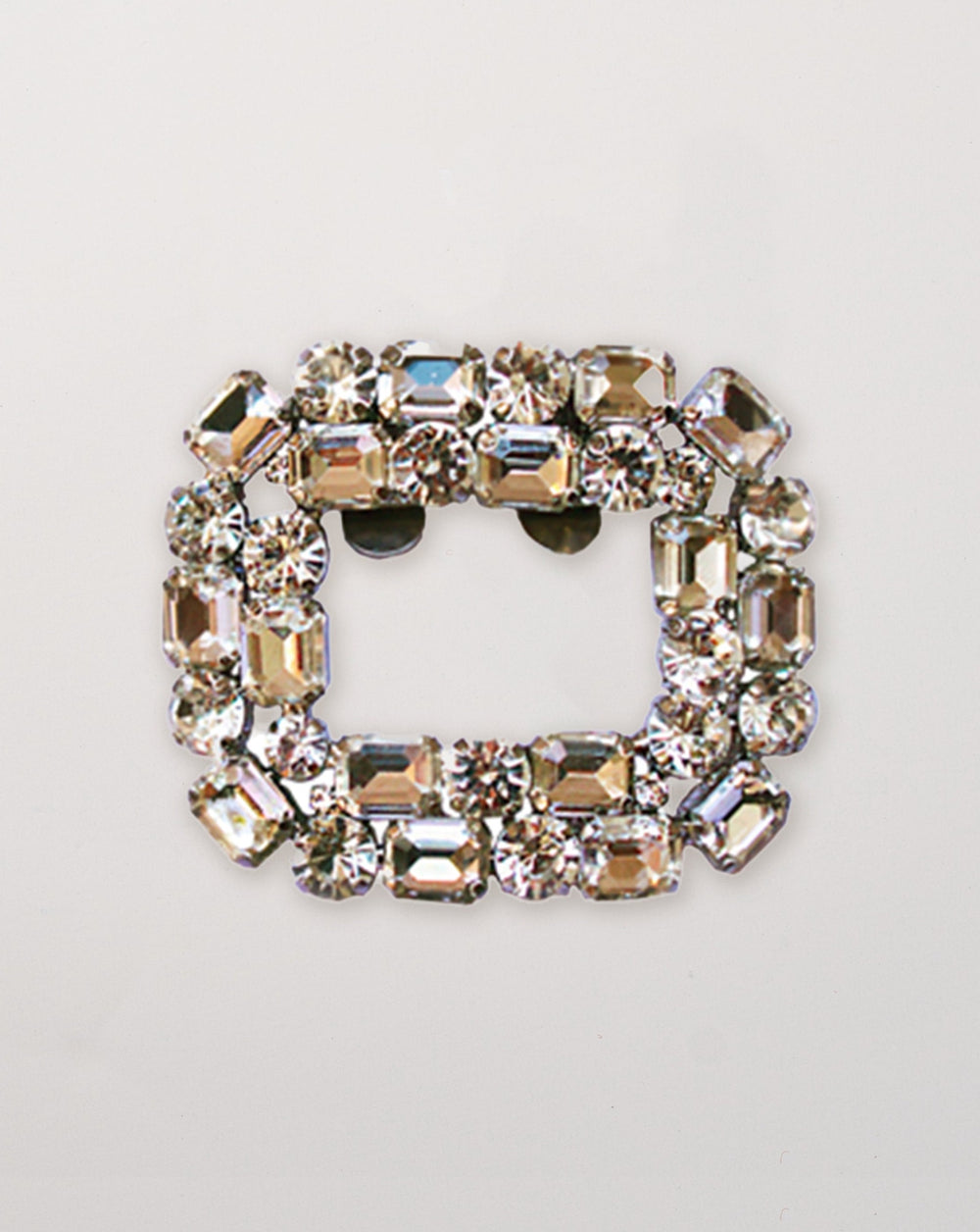 Square Silver Gemstone Brooch