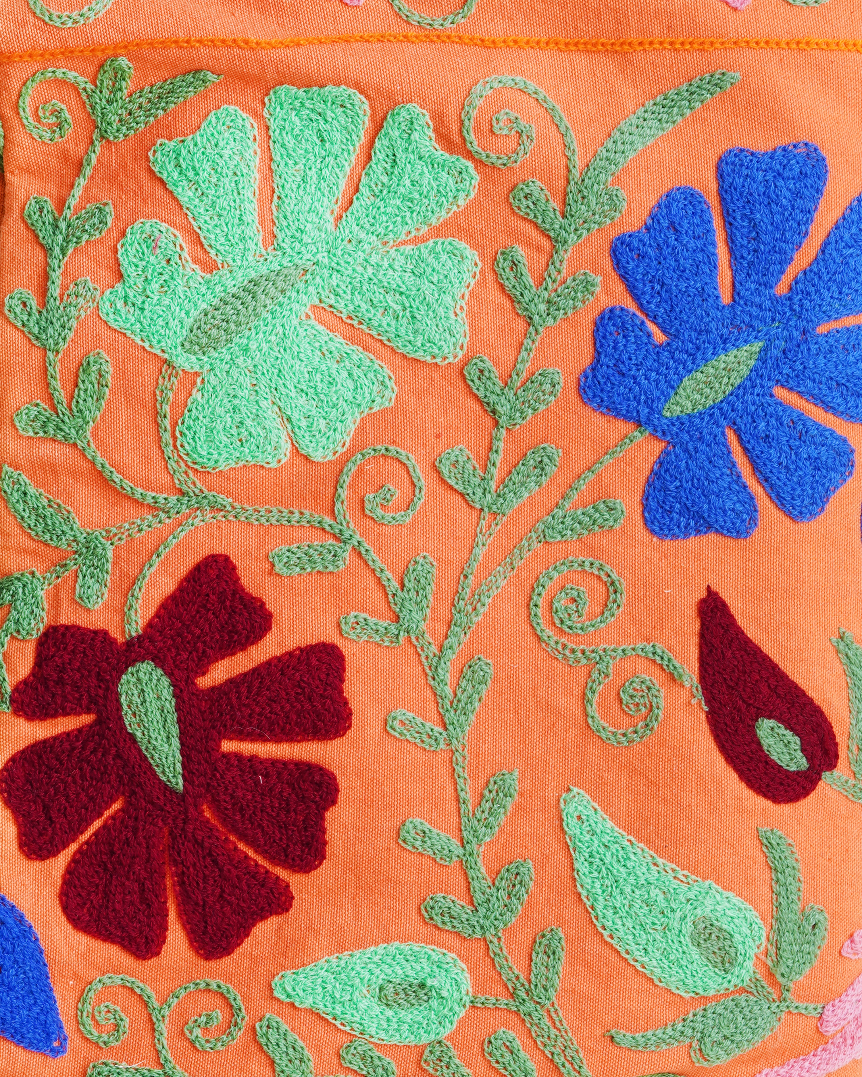 Suzani Throw Orange/Pink Flower Boarder