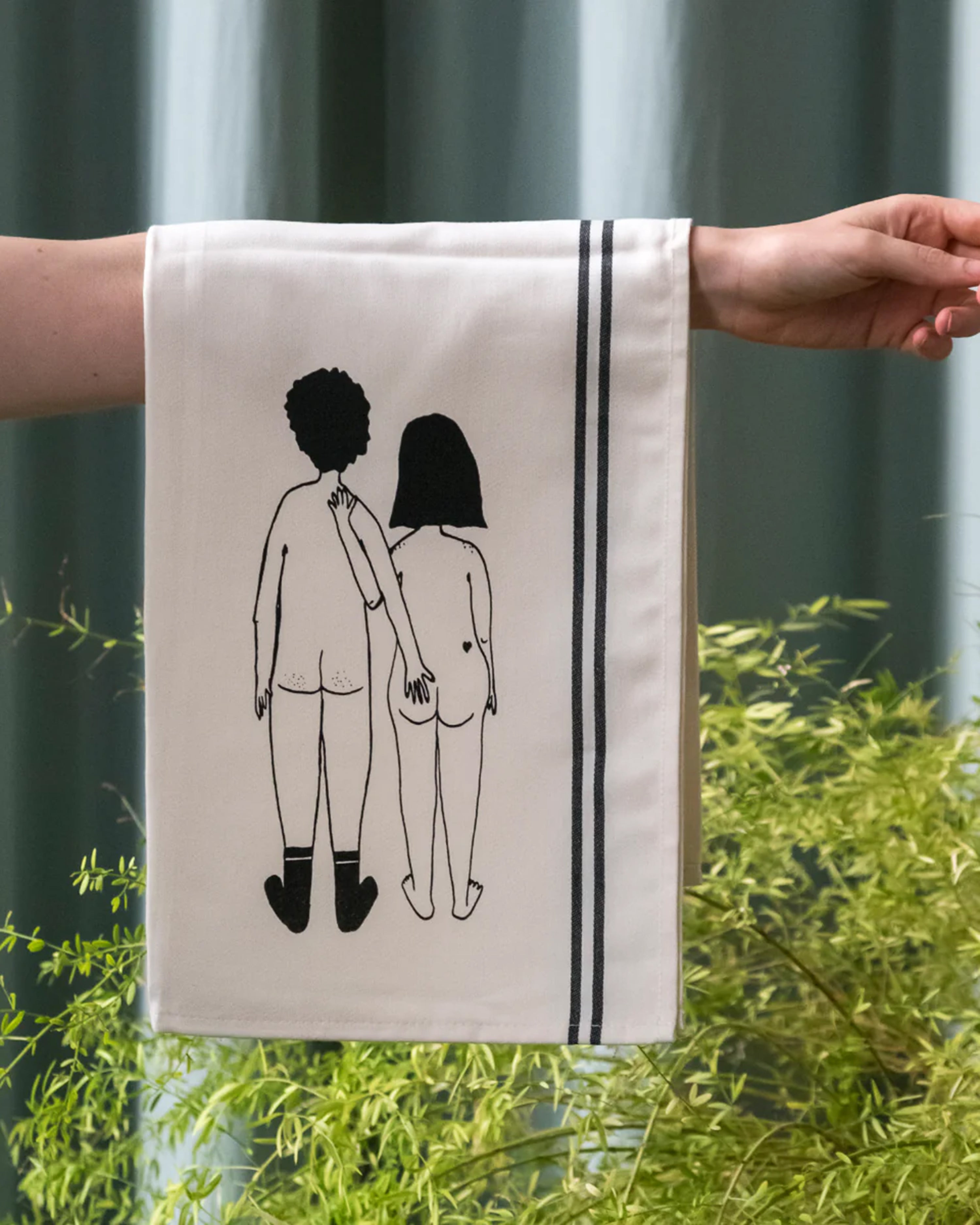 Tea Towel Naked Couple Back