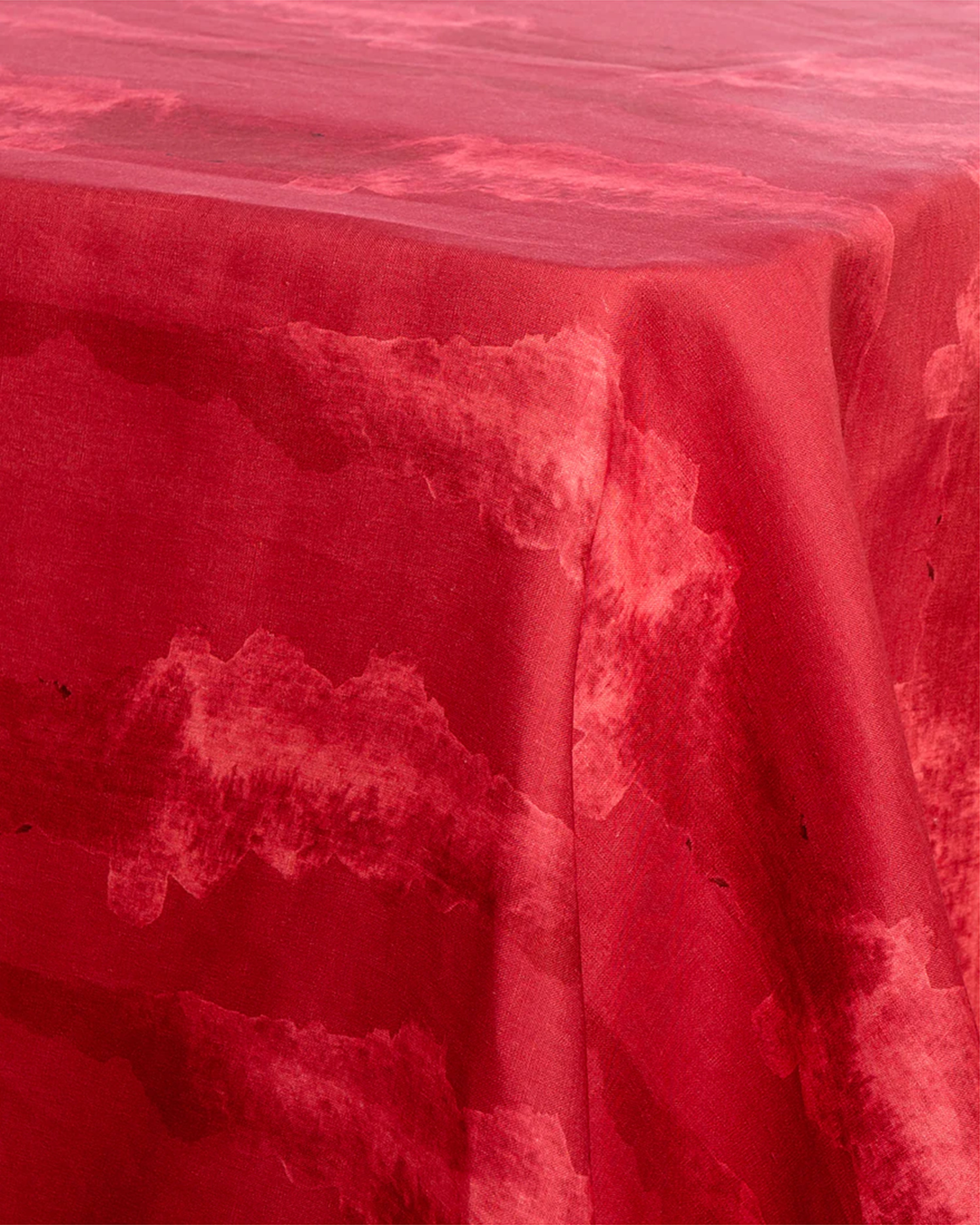 Tie Dye Red Linen Tablecloth M