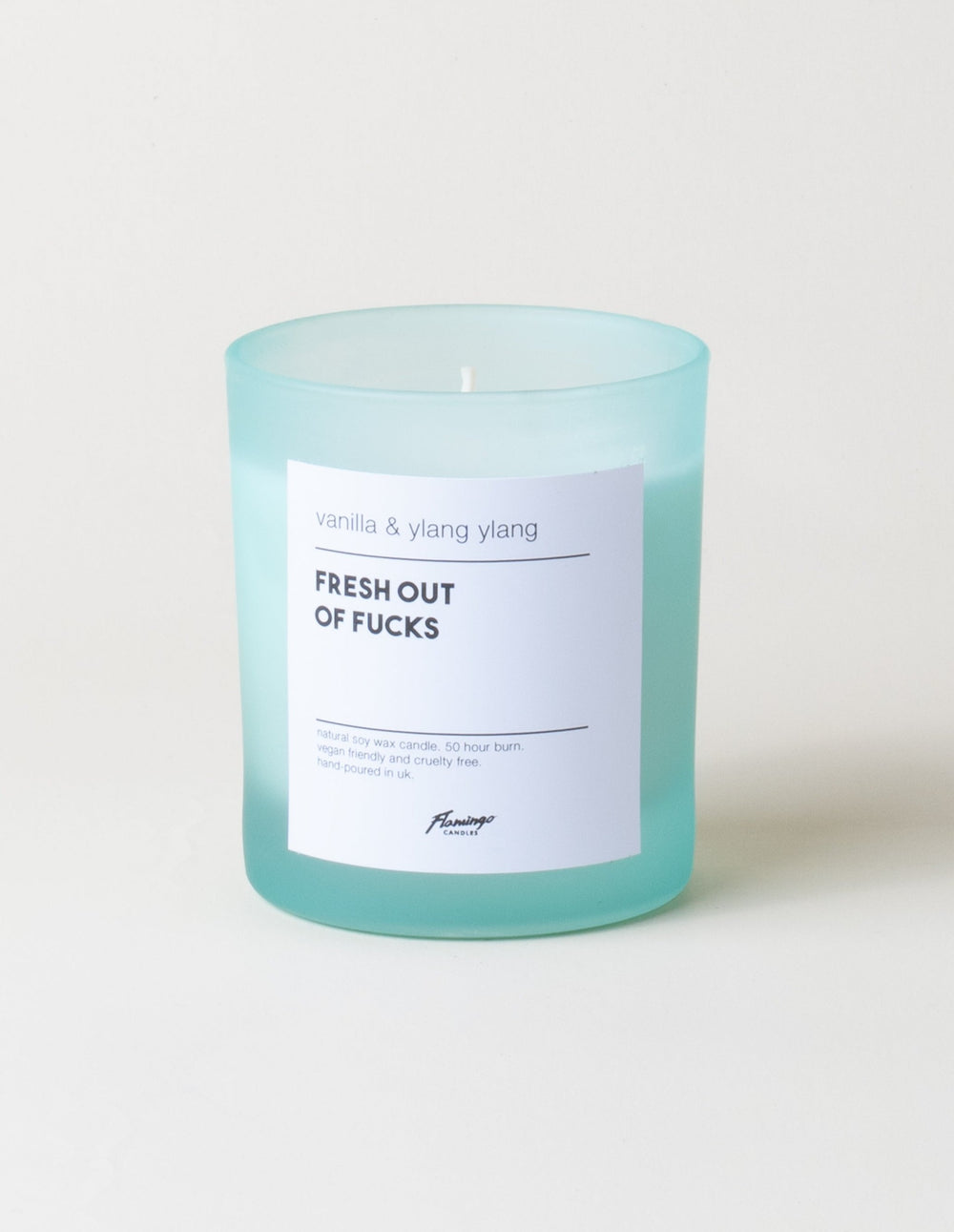 Vanilla & Ylang Ylang Fresh Out of Fucks Frosted Green Jar Candle