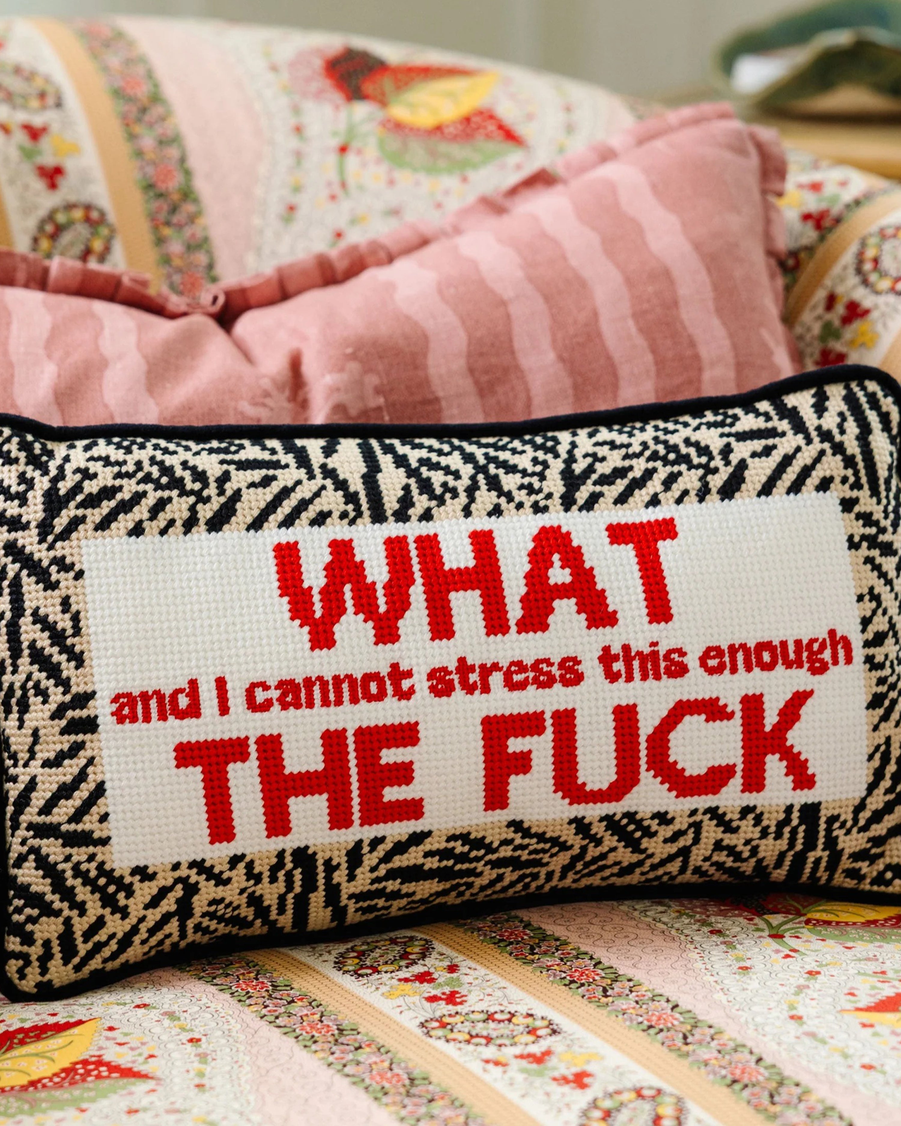 WTF Needlepoint Pillow