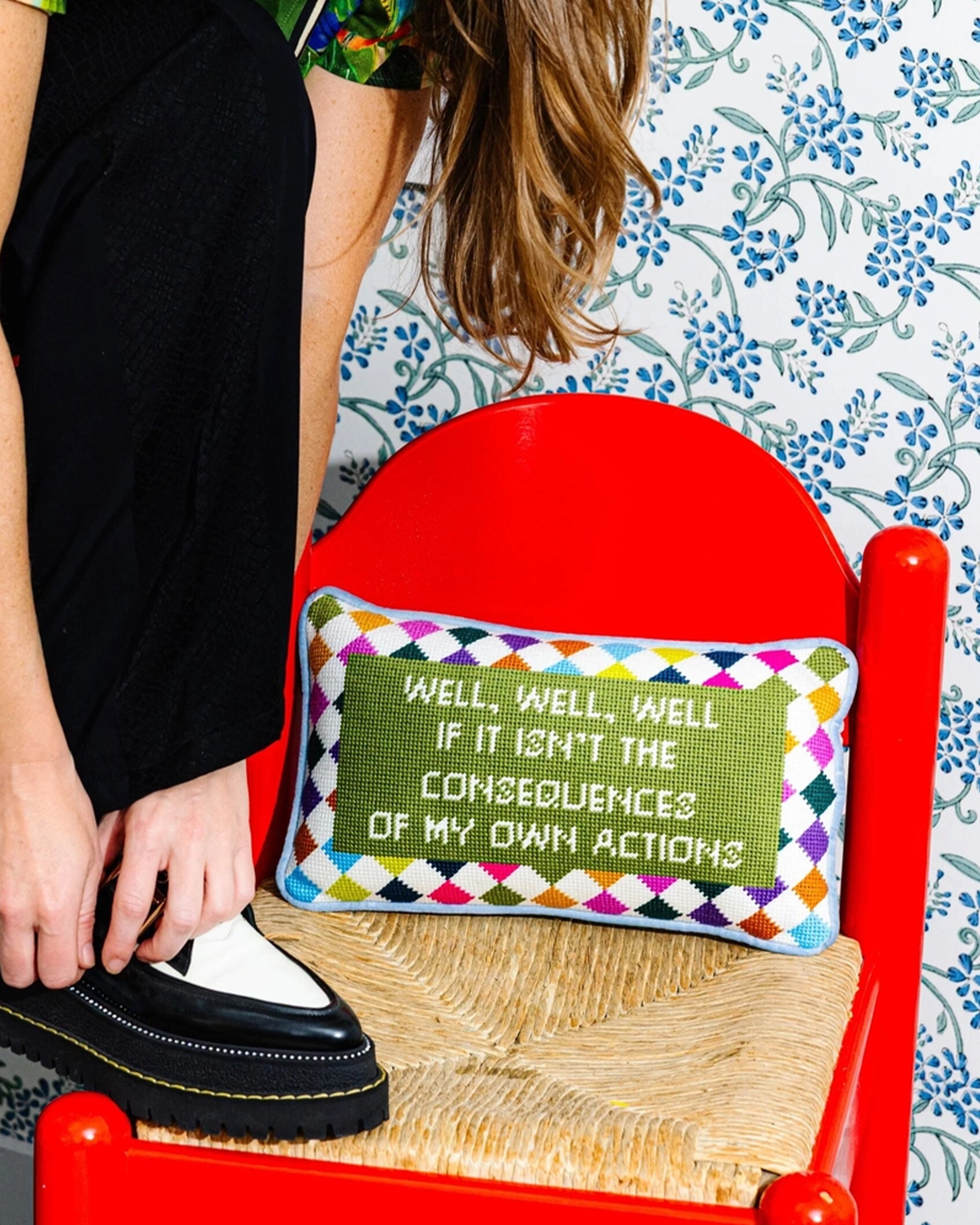 Well Well Well Needlepoint Pillow