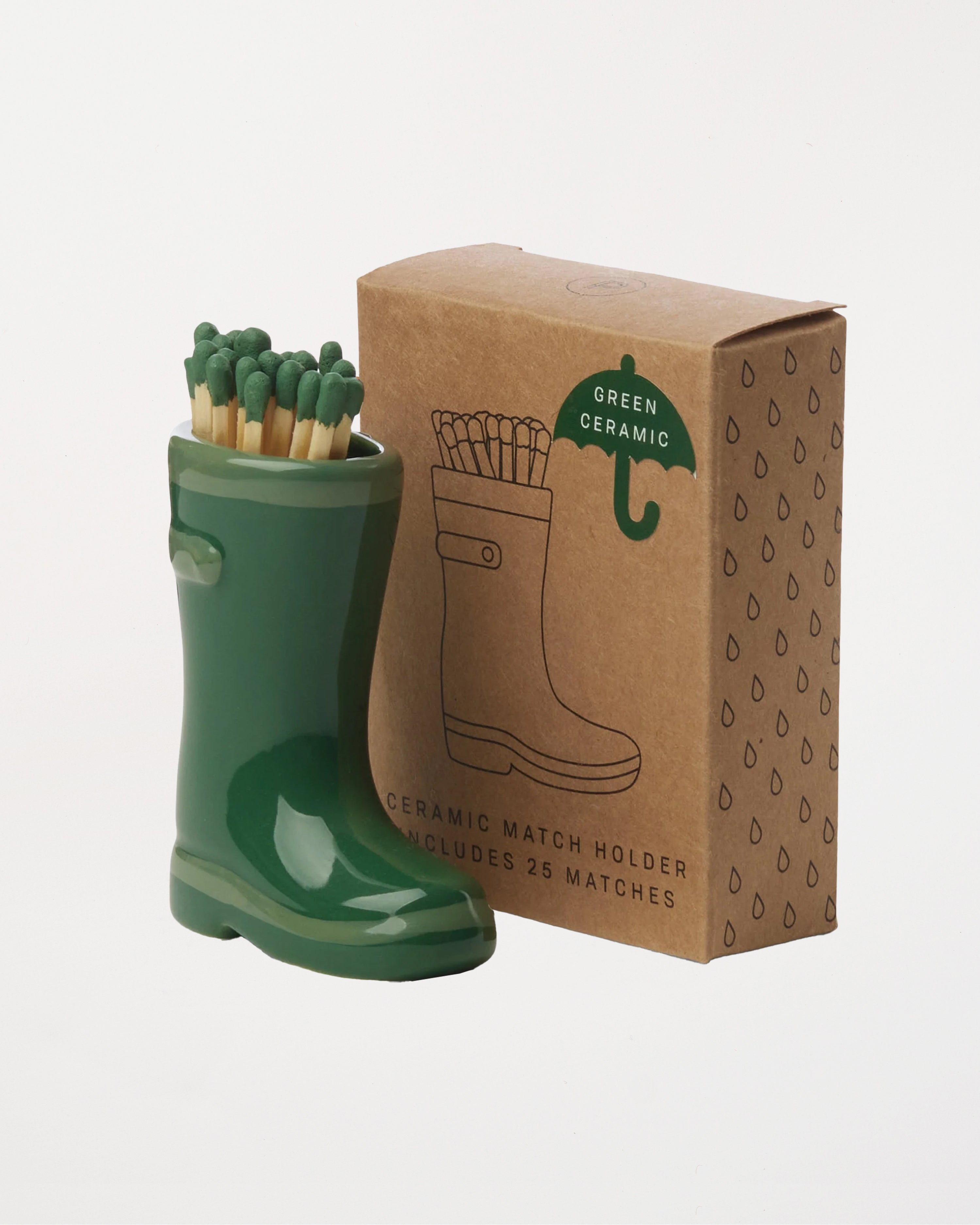 Wellington Boot Matches Holder Dark & Light Green