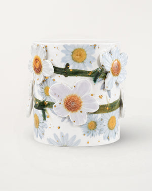 White Daisies Ceramic Planter