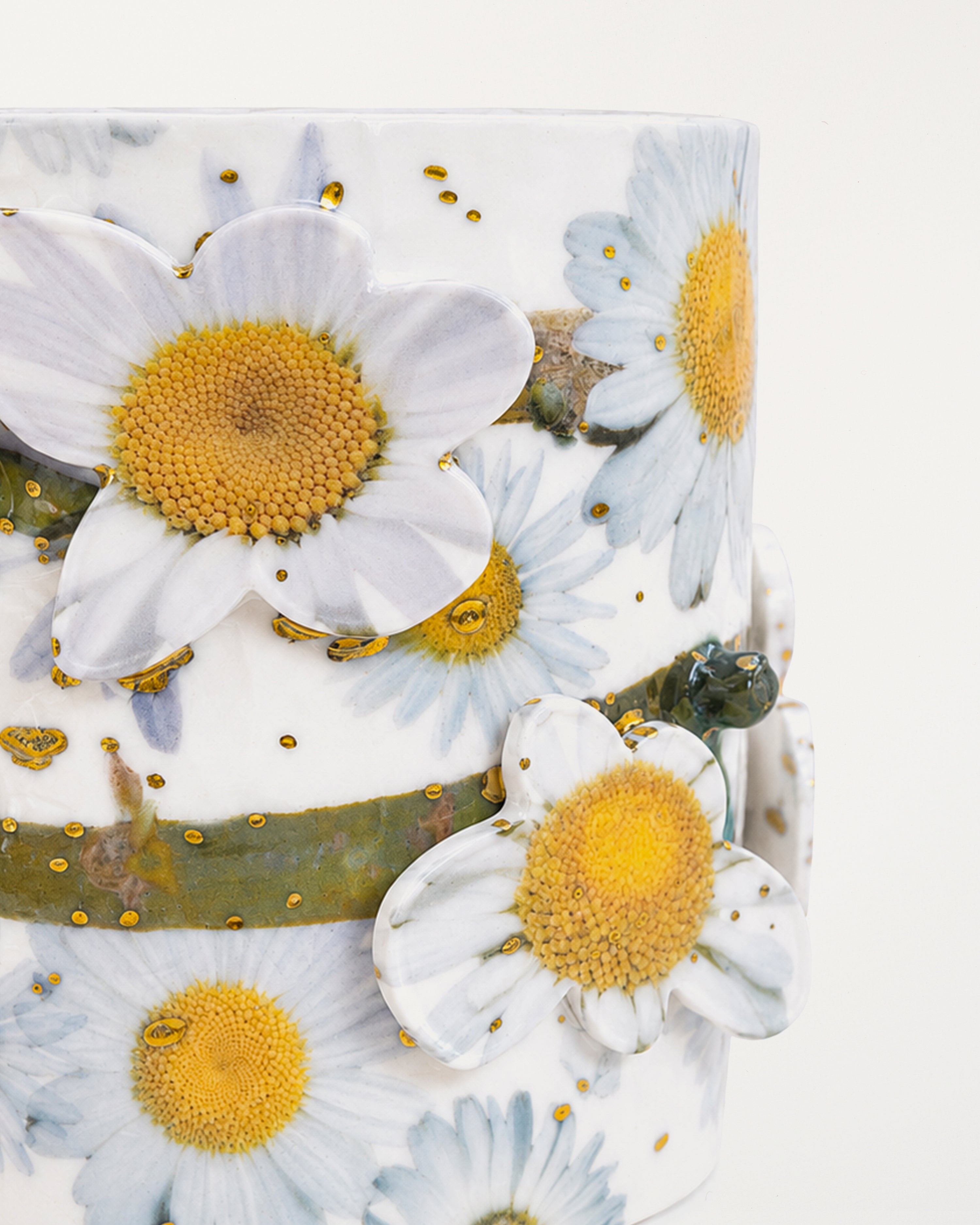 White Daisies Ceramic Planter