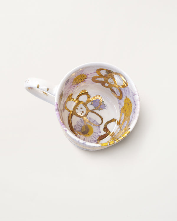 White & Gold Daisies Mug