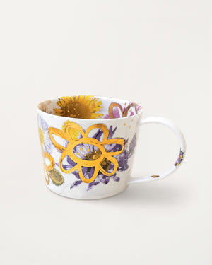 White & Gold Daisies Mug