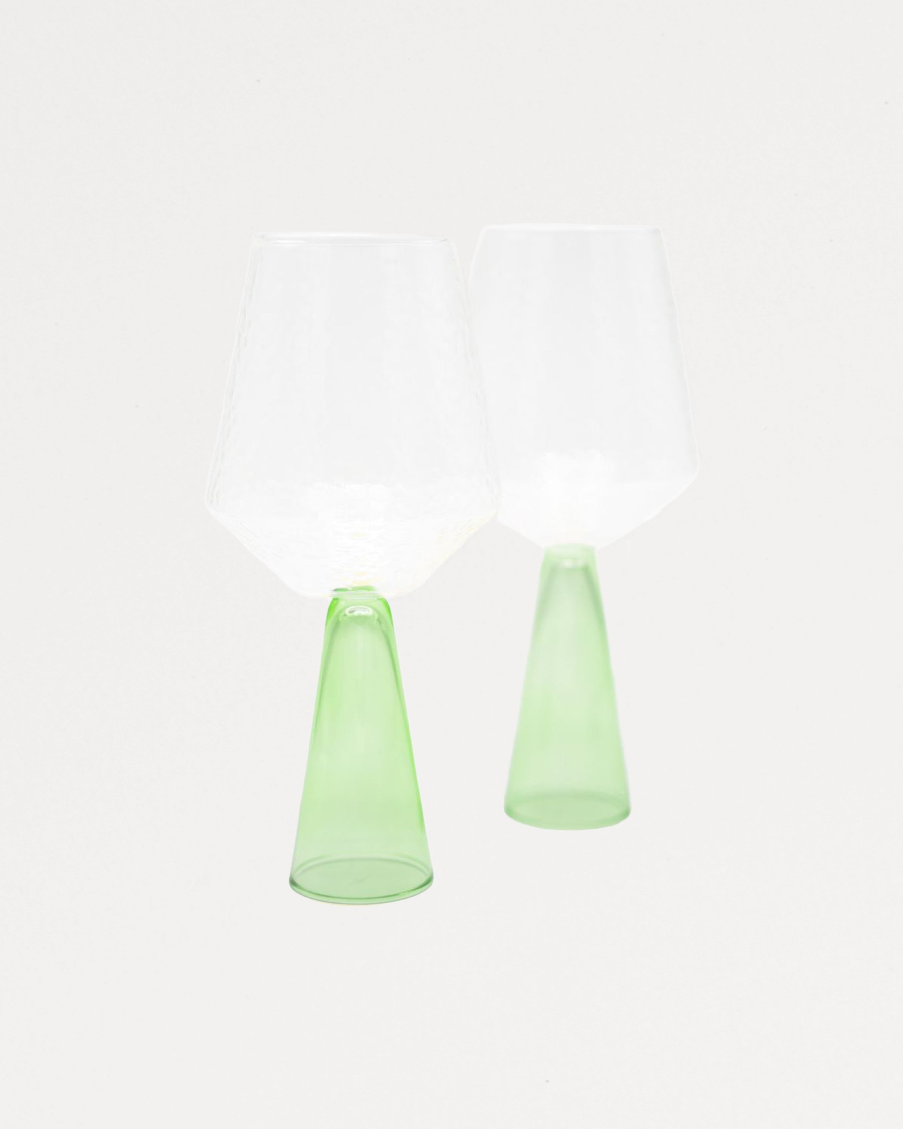 Wine Glass Claude Clear/Green Set of 2