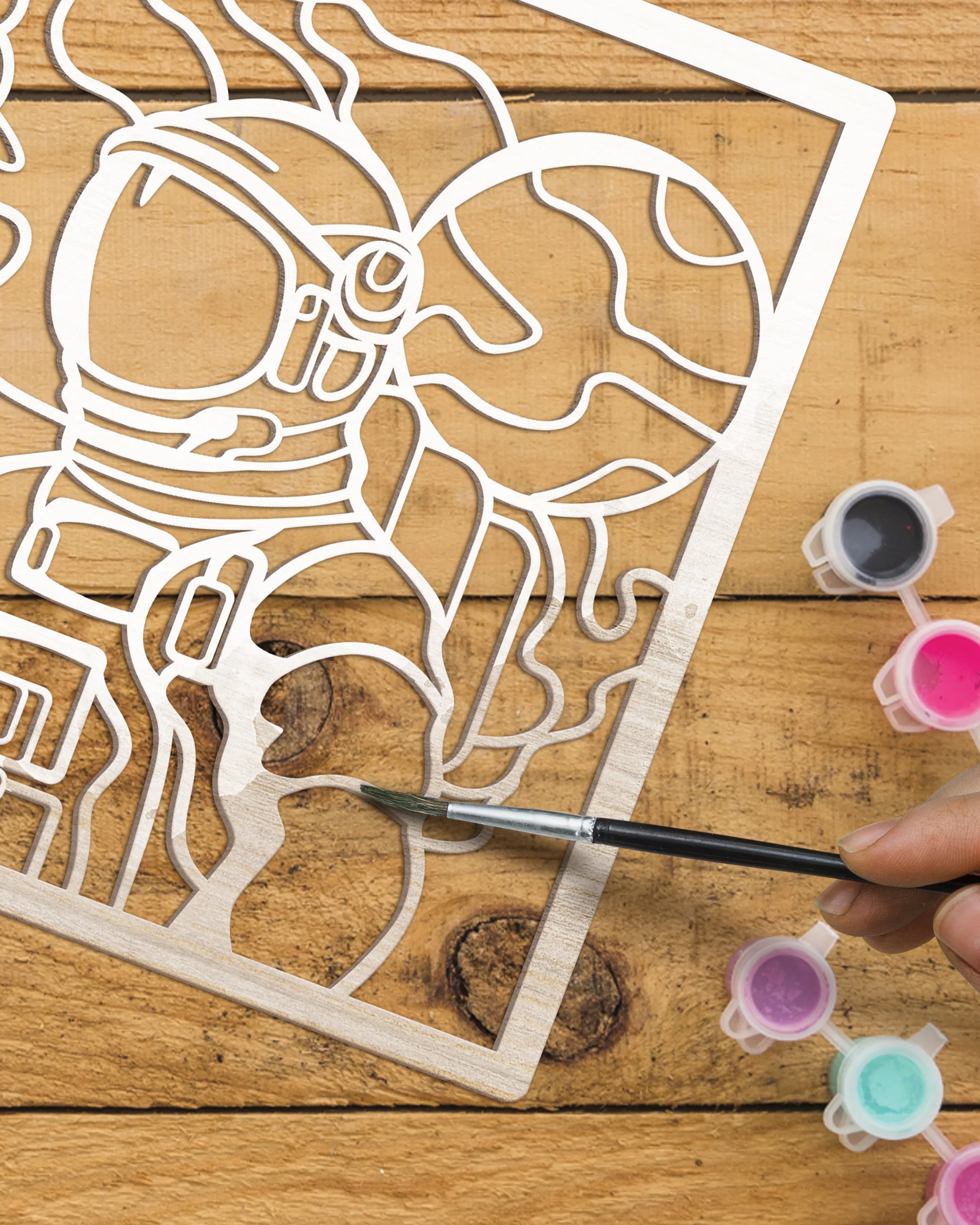 Wooden Space Scene Art Kit