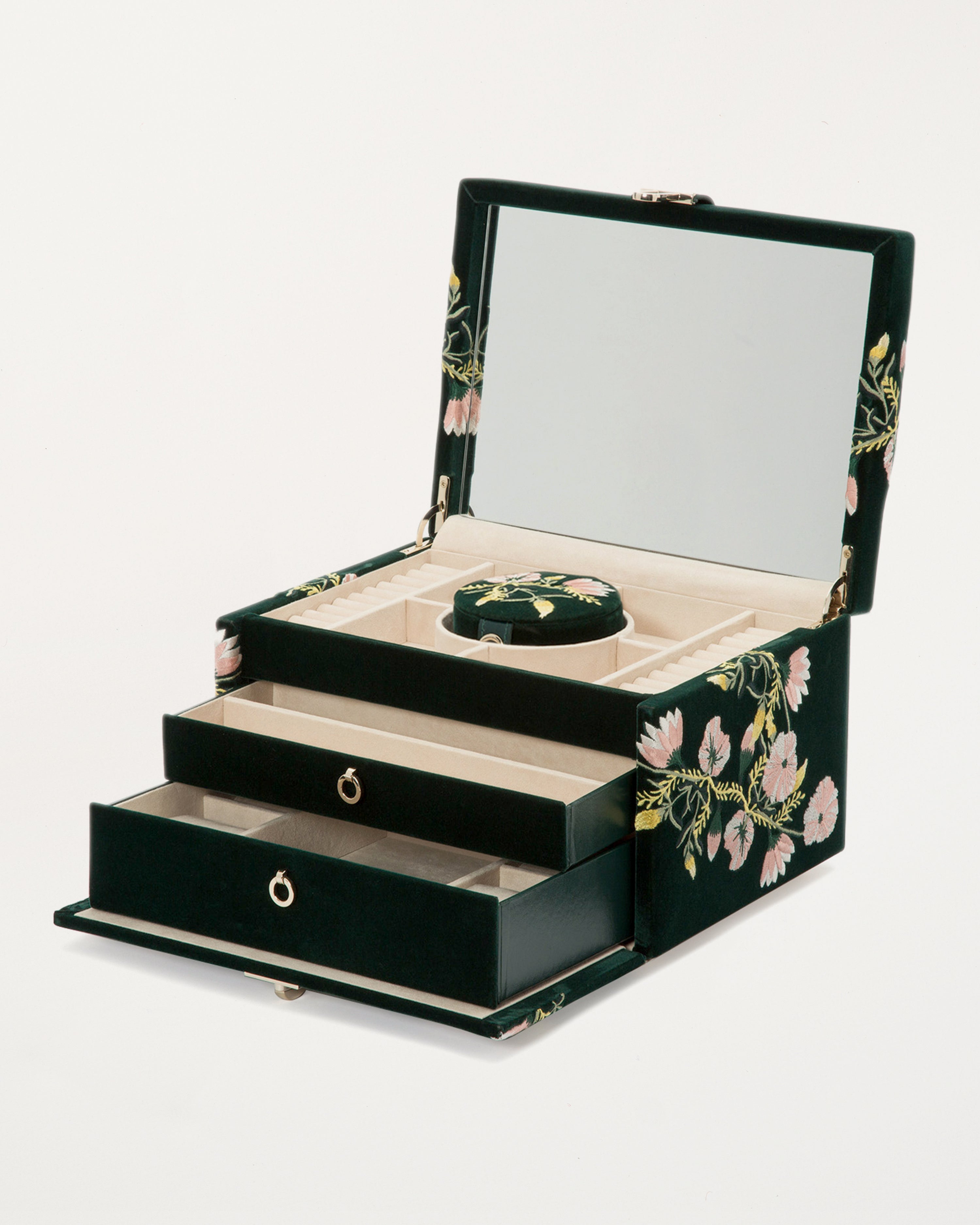 Zoe Medium Jewellery Box Forest Green