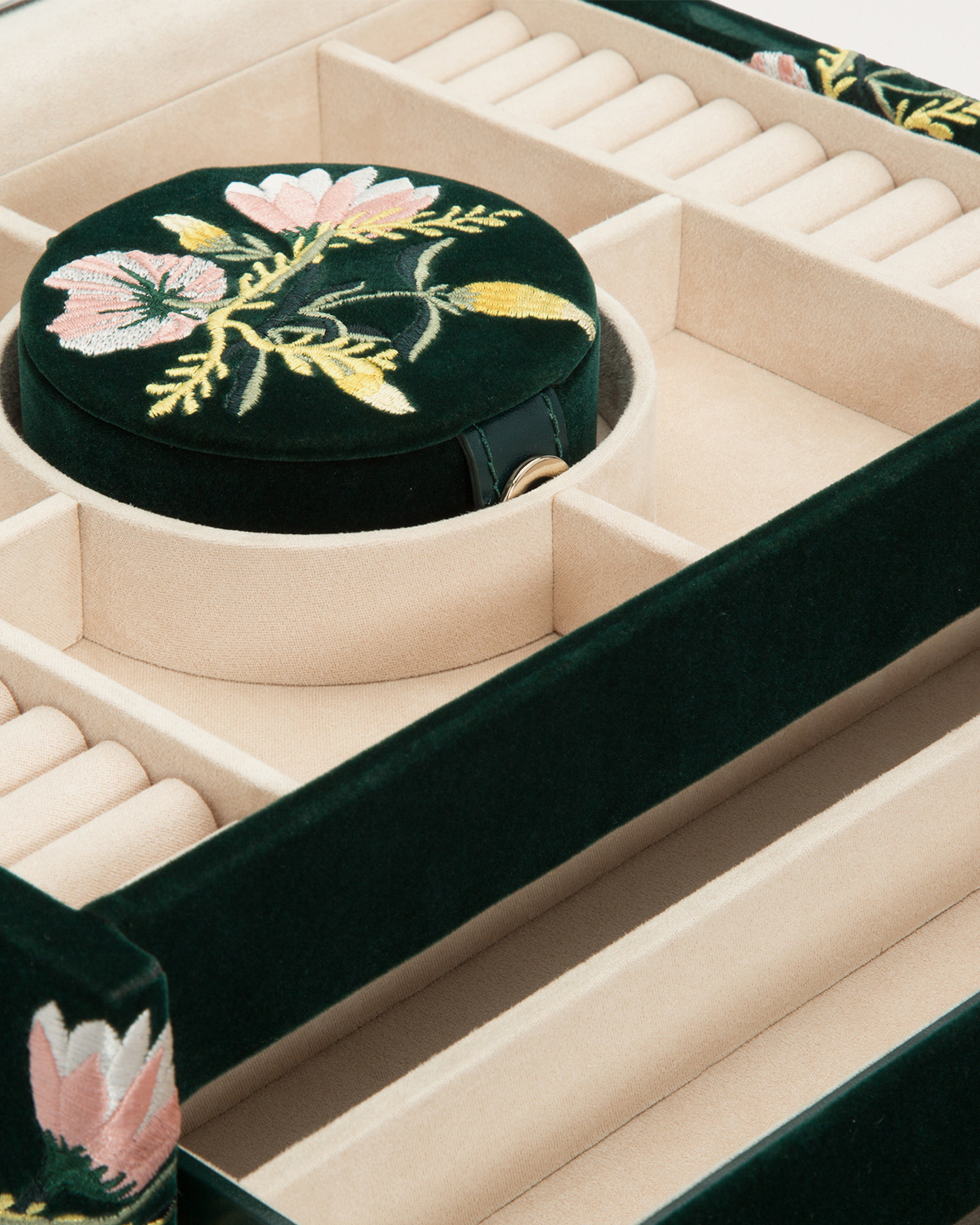 Zoe Medium Jewellery Box Forest Green