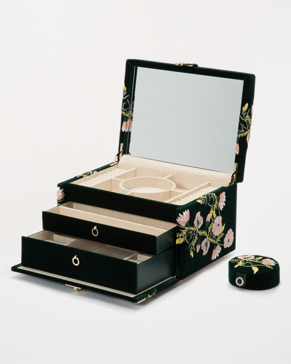 Zoe Medium Jewellery Box Forest Green