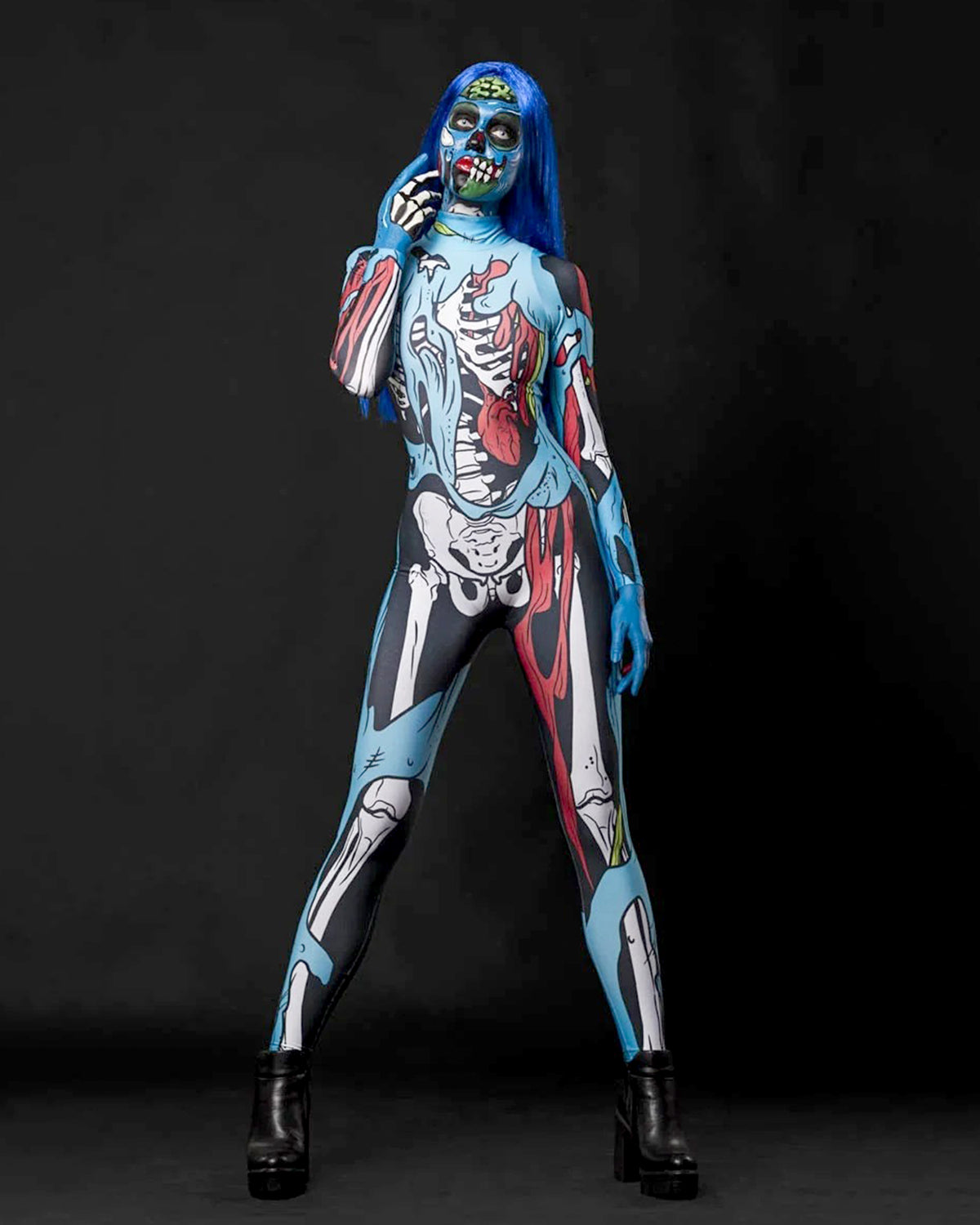 Zombie Skeleton Catsuit/Size S