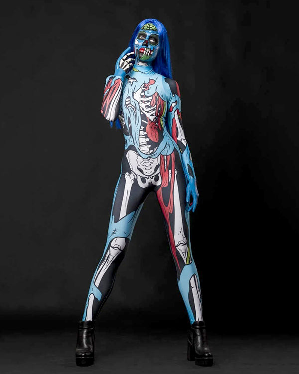 Zombie Skeleton Catsuit/Size S