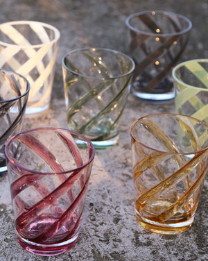 Cream Spiral Glass