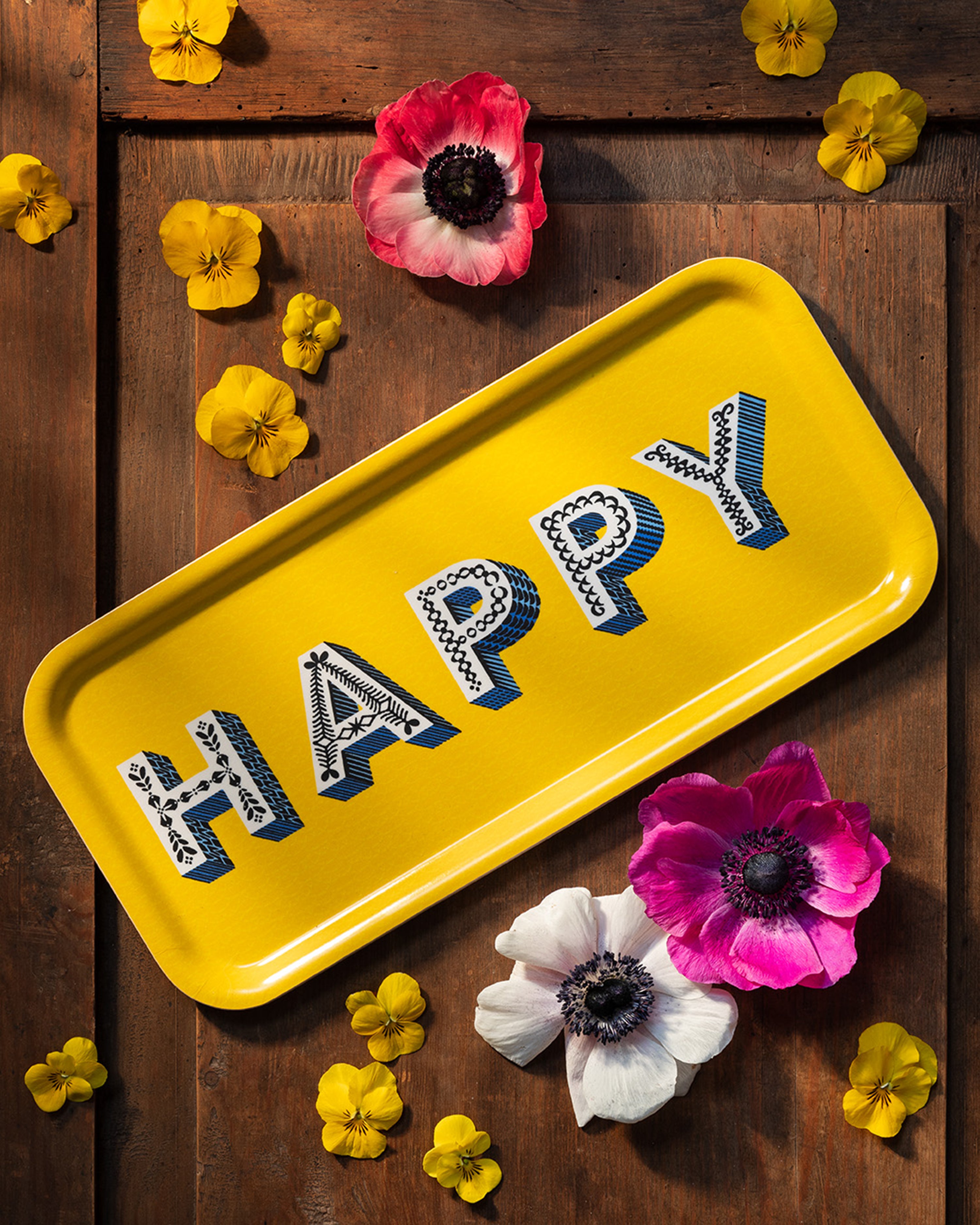 Happy/Yellow Tray 32x15cm