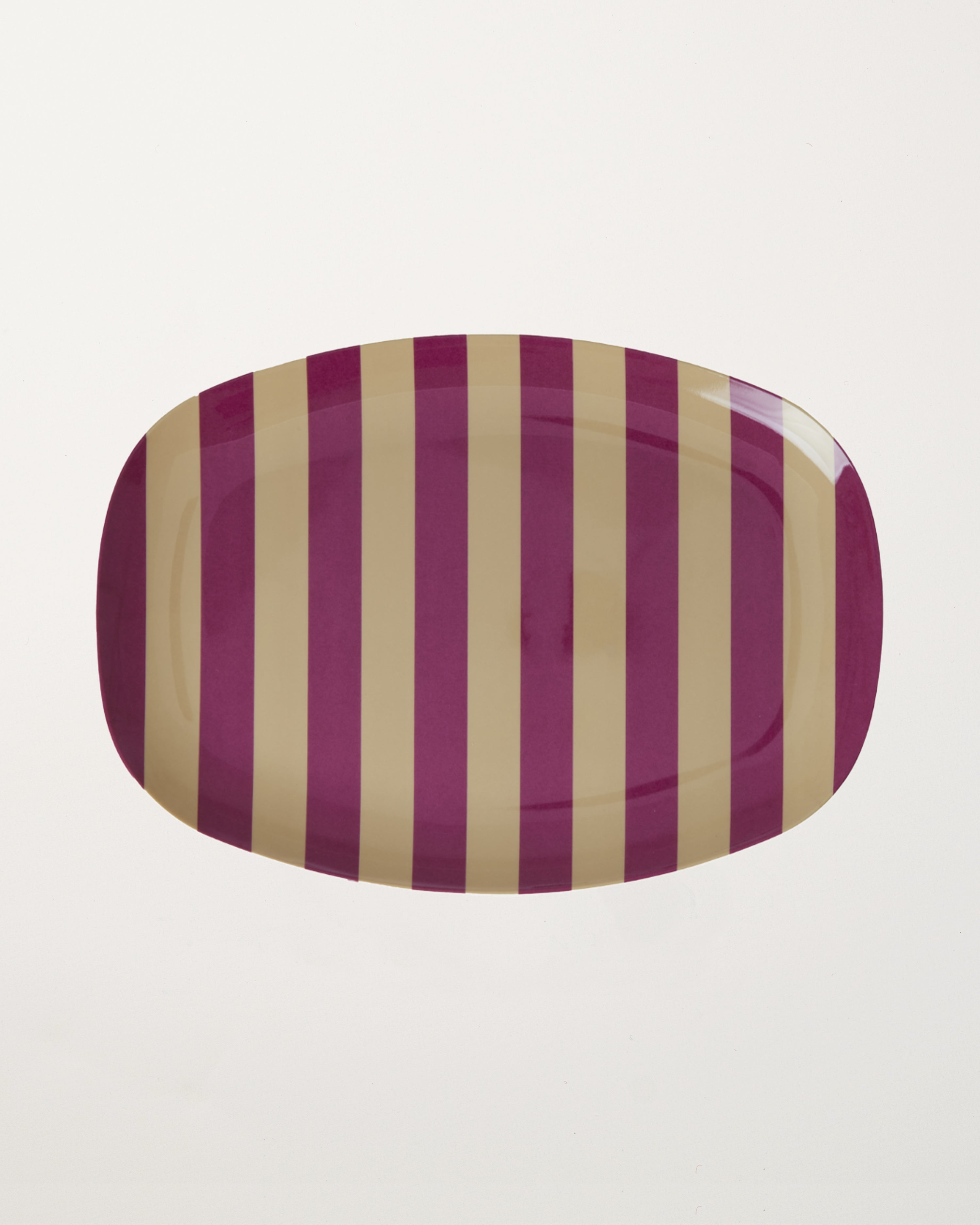 Melamine Rectangular Plate/Plum Stripes