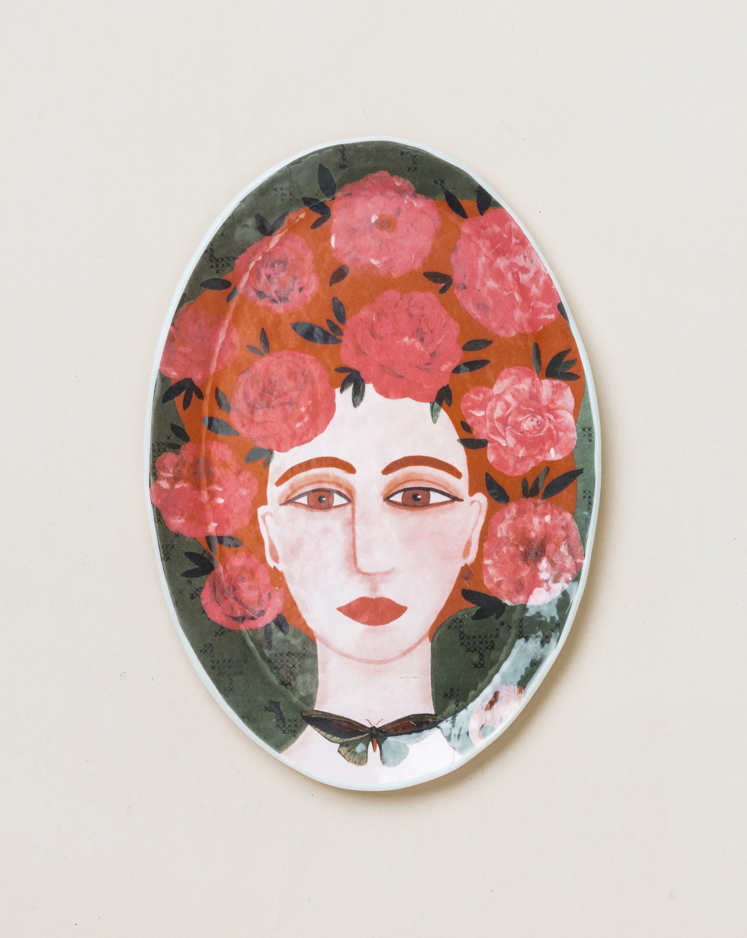 Woman Oval Tray Red Hair