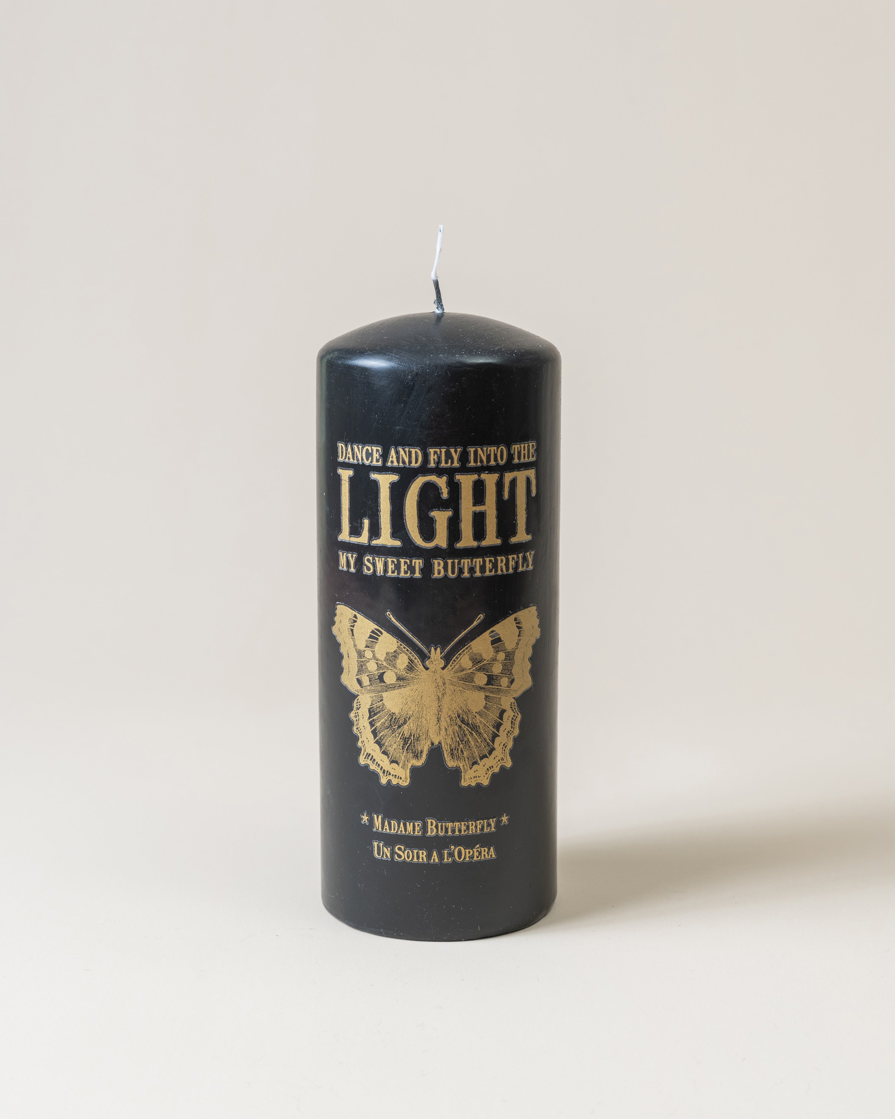 Butterfly Black Pillar Candle