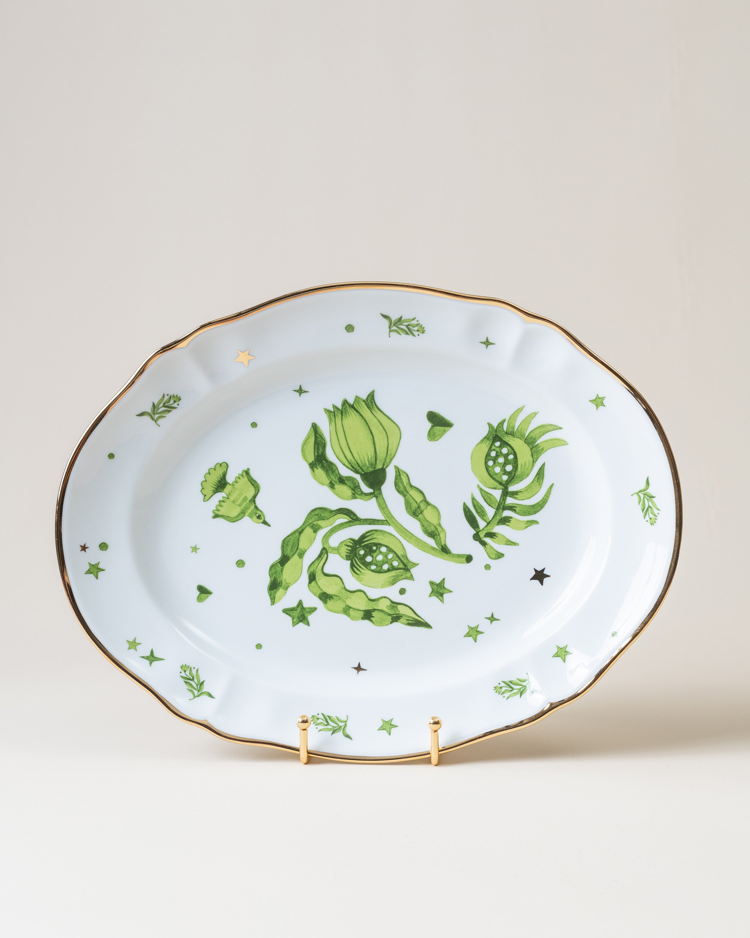 Oval Platter/Green Floral